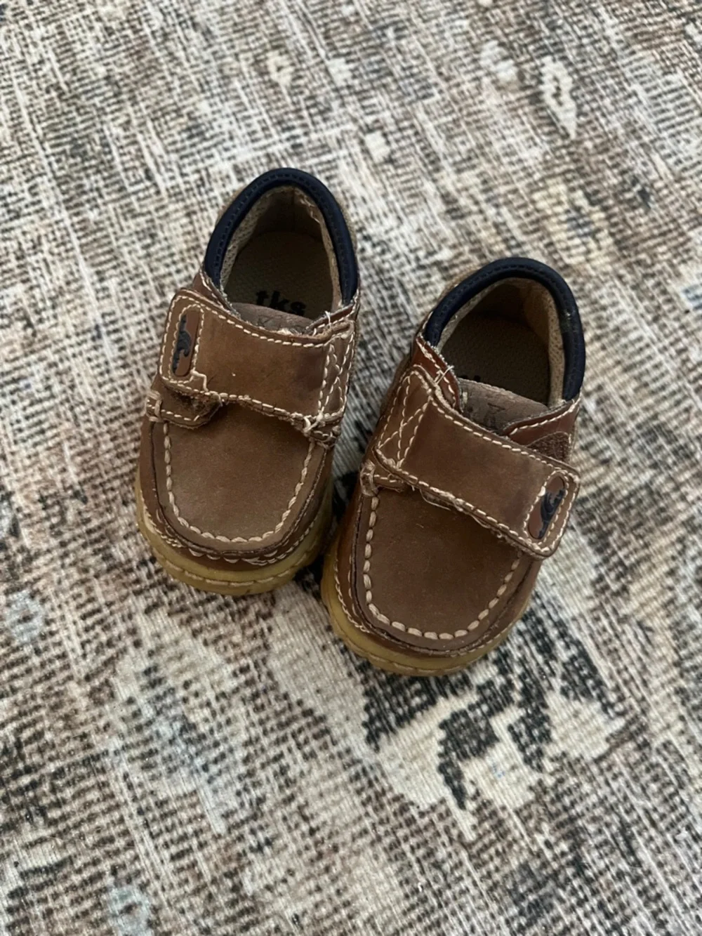Toddler Brown Leather Hook-and-Loop Dress Shoes